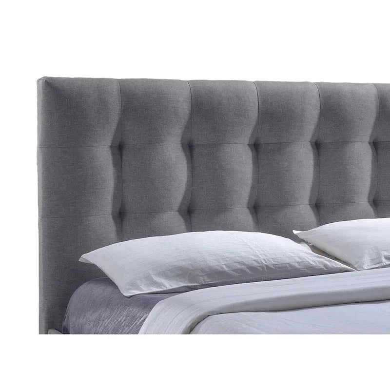 Sarter Contemporary Grid-Tufted Grey Fabric Upholstered Storage Bed with 2-drawer