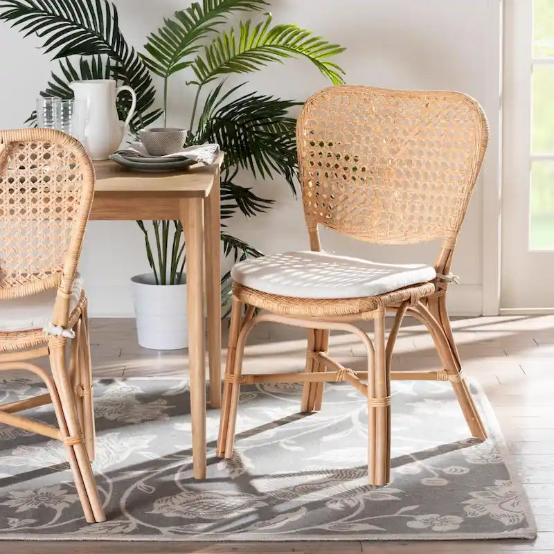 Nadira Bohemian Natural Brown Finished Rattan Dining Chair
