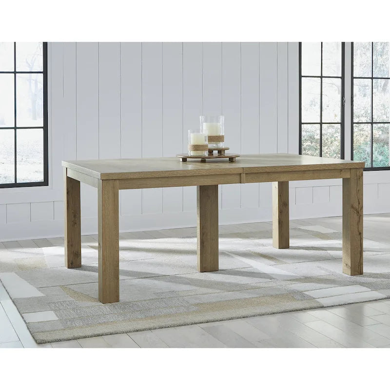 Galliden Light Brown Rustic Oak Dining Extension Table 44.5x108x30