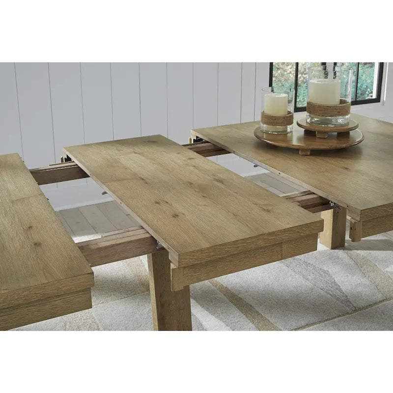 Galliden Light Brown Rustic Oak Dining Extension Table 44.5x108x30