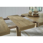 Galliden Light Brown Rustic Oak Dining Extension Table 44.5x108x30