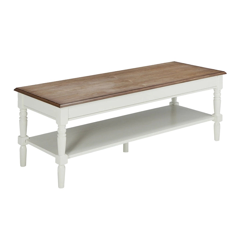 French Country Coffee Table with Lower Display Shelf