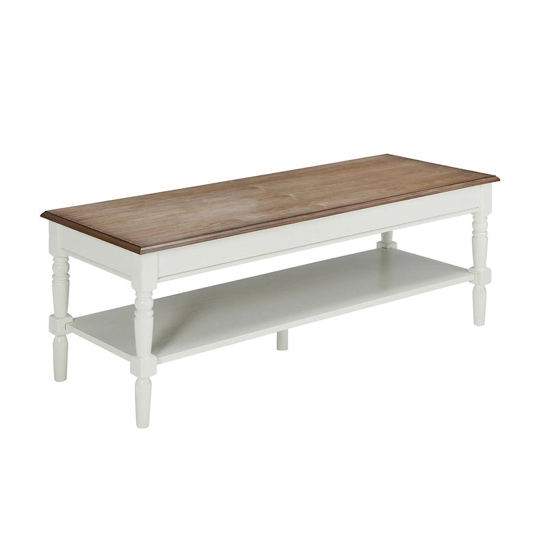 French Country Coffee Table with Lower Display Shelf