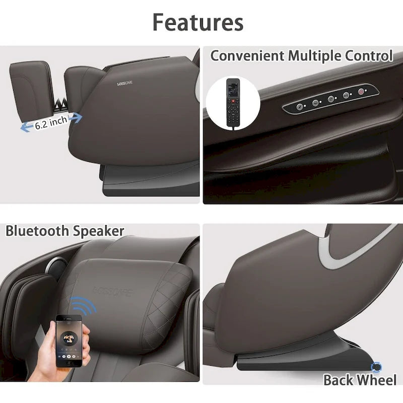 Massage Chair Recliner with Zero Gravity Airbag Massage Bluetooth Speaker Foot RollerBlack
