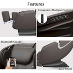 Massage Chair Recliner with Zero Gravity Airbag Massage Bluetooth Speaker Foot RollerBlack
