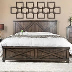 Wooden Bed in Dark Walnut Finish