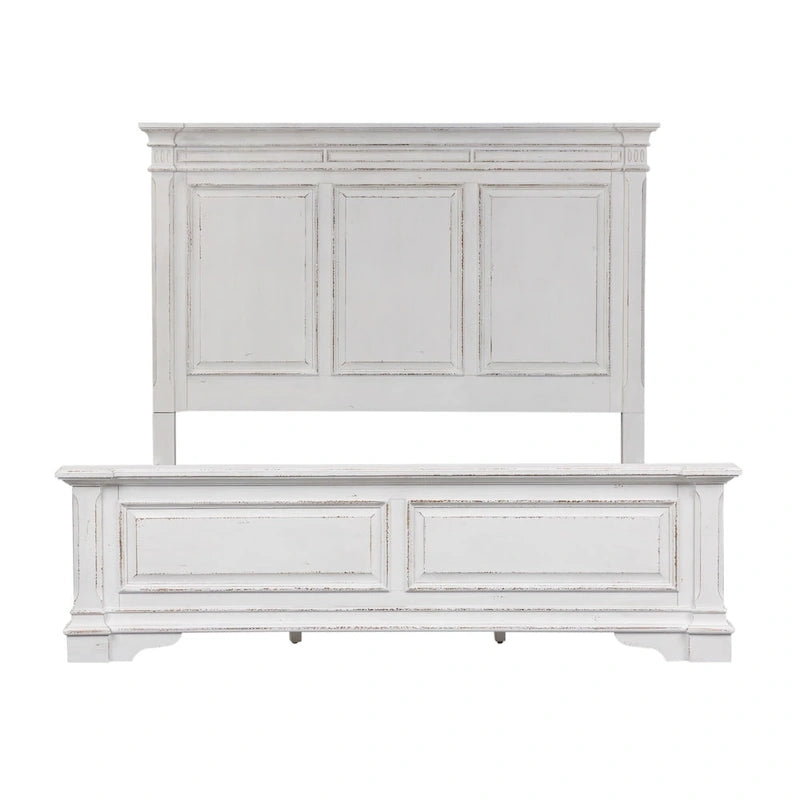 Abbey Park Antique White King Panel Bed