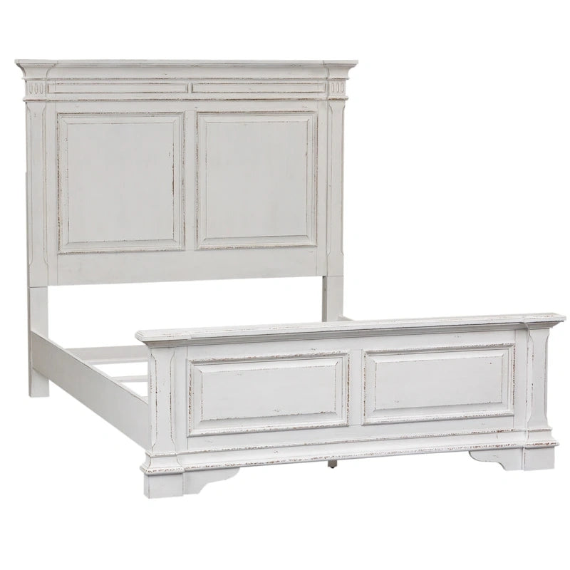 Abbey Park Weathered Brown & Antique White Queen Panel Bed