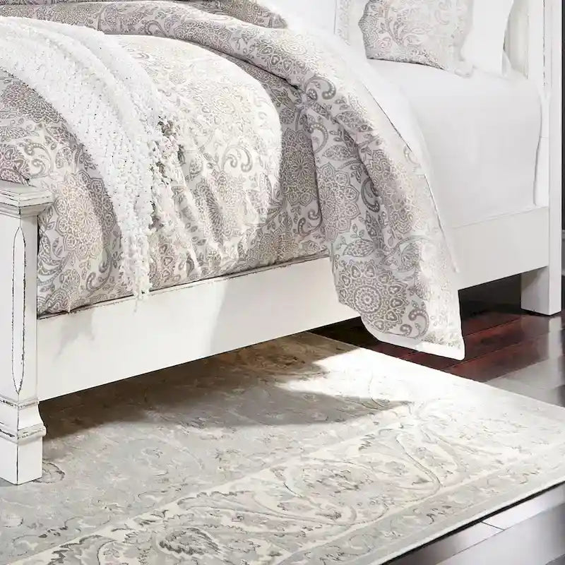 Abbey Park Weathered Brown & Antique White Queen Panel Bed