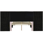 Full Size Upholstered Platform Bed with Big Headboard, Velvet, Beige