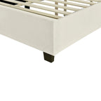 Full Size Upholstered Platform Bed with Big Headboard, Velvet, Beige