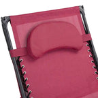 Portable Reclining Lounge Chair with Sunshade, Cup Holder, and Folding Design - Dark Red