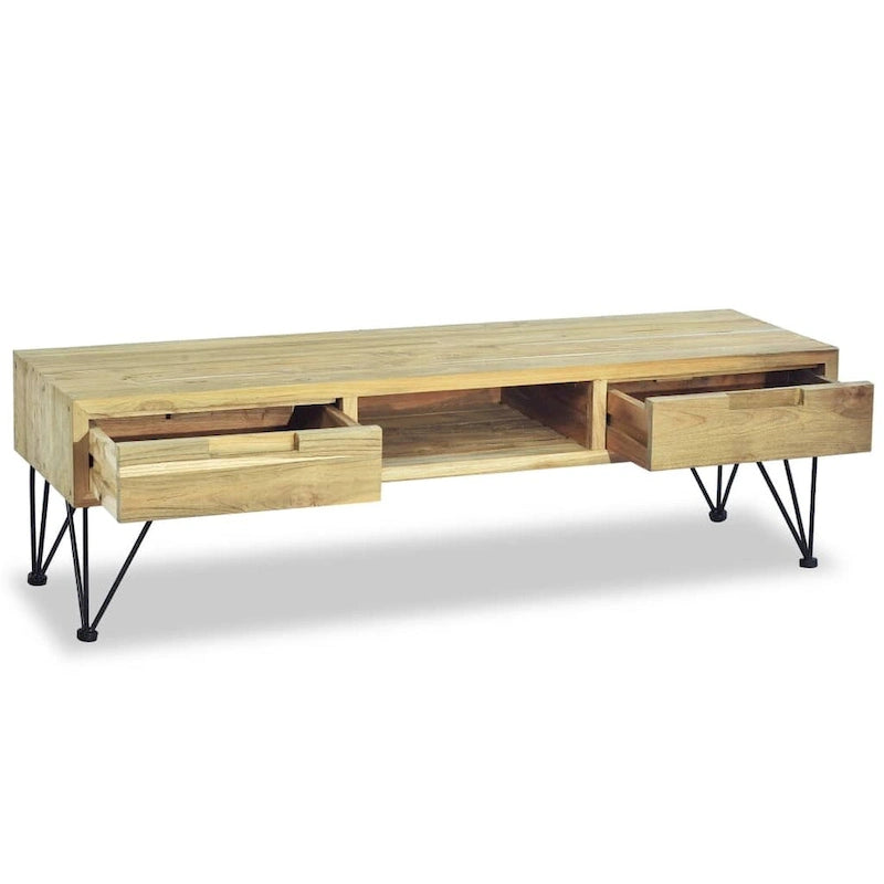 TV Stand 47.2x13.8x13.8 Solid Teak Wood Colonial Style