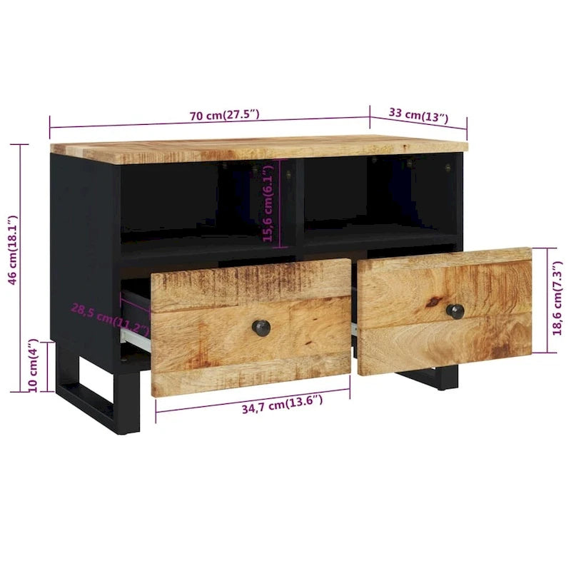 TV Stand 27.6x13x18.1 Solid Mango Wood