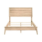 Kali Queen Bed, Panel Design, Melamine Laminate Natural Oak Brown Wood