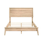 Kali Queen Bed, Panel Design, Melamine Laminate Natural Oak Brown Wood