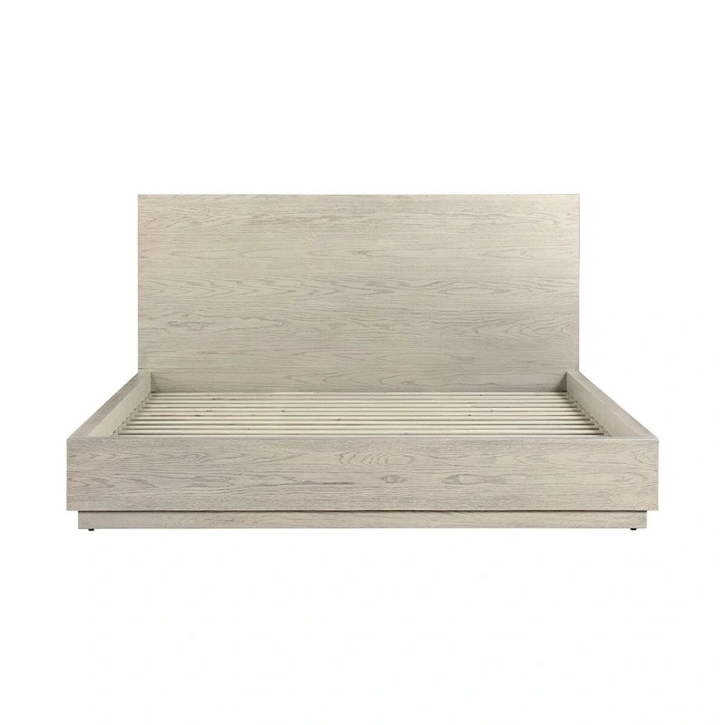 Joni Modern Wood King Platform Bed Frame, Tall Headboard, Low Profile, Gray