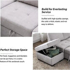 87.4 in. L-Shape Velvet Sleeper Sectional Sofa in. 5-Seat Sofa Bed with 2-USB, Storage Ottoman and Hidden Storage Arm