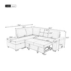 87.4 in. L-Shape Velvet Sleeper Sectional Sofa in. 5-Seat Sofa Bed with 2-USB, Storage Ottoman and Hidden Storage Arm