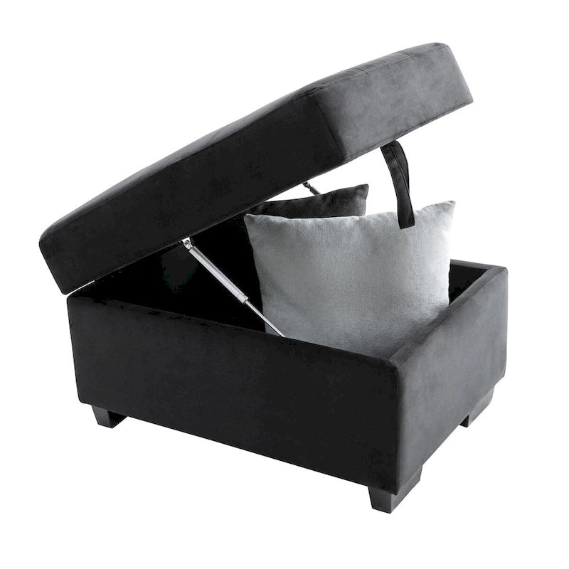 87.4 in. L-Shape Velvet Sleeper Sectional Sofa in. 5-Seat Sofa Bed with 2-USB, Storage Ottoman and Hidden Storage Arm
