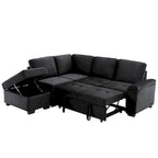 87.4 in. L-Shape Velvet Sleeper Sectional Sofa in. 5-Seat Sofa Bed with 2-USB, Storage Ottoman and Hidden Storage Arm