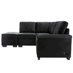 87.4 in. L-Shape Velvet Sleeper Sectional Sofa in. 5-Seat Sofa Bed with 2-USB, Storage Ottoman and Hidden Storage Arm