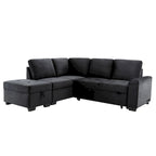87.4 in. L-Shape Velvet Sleeper Sectional Sofa in. 5-Seat Sofa Bed with 2-USB, Storage Ottoman and Hidden Storage Arm