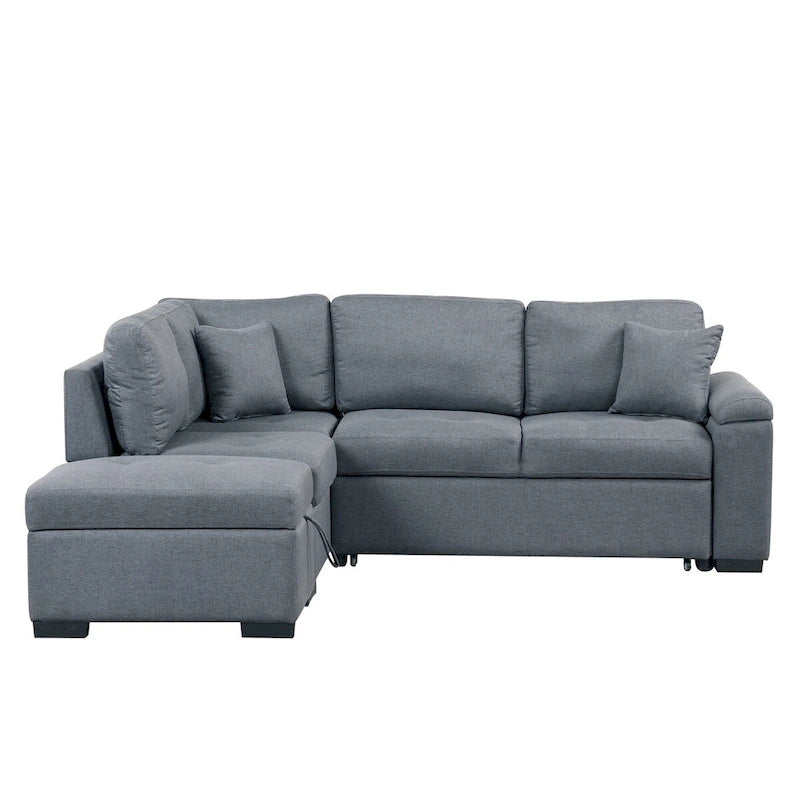 87.4 in. L-Shape Velvet Sleeper Sectional Sofa in. 5-Seat Sofa Bed with 2-USB, Storage Ottoman and Hidden Storage Arm