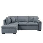 87.4 in. L-Shape Velvet Sleeper Sectional Sofa in. 5-Seat Sofa Bed with 2-USB, Storage Ottoman and Hidden Storage Arm