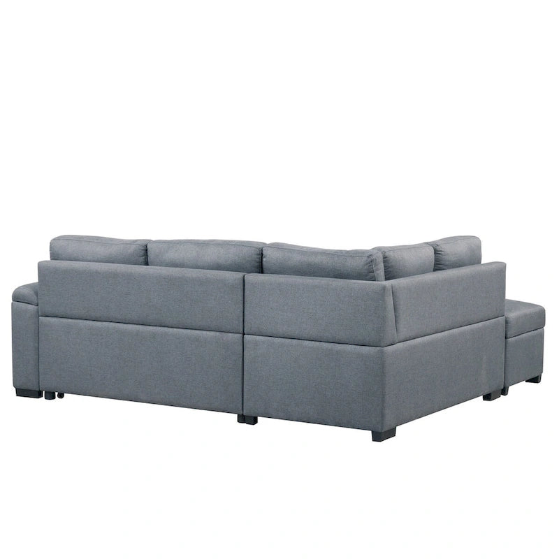 87.4 in. L-Shape Velvet Sleeper Sectional Sofa in. 5-Seat Sofa Bed with 2-USB, Storage Ottoman and Hidden Storage Arm