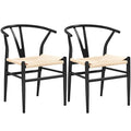 Modern Weave Y-Shaped Dining Chair with Solid Metal Frame