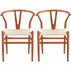 Modern Weave Y-Shaped Dining Chair with Solid Metal Frame