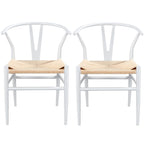 Modern Weave Y-Shaped Dining Chair with Solid Metal Frame