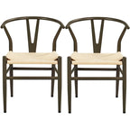 Modern Weave Y-Shaped Dining Chair with Solid Metal Frame