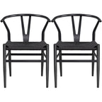 Modern Weave Y-Shaped Dining Chair with Solid Metal Frame