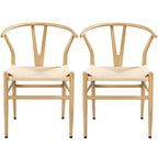 Modern Weave Y-Shaped Dining Chair with Solid Metal Frame