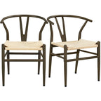 Modern Weave Y-Shaped Dining Chair with Solid Metal Frame