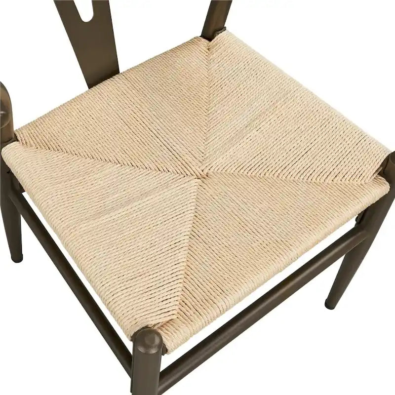 Modern Weave Y-Shaped Dining Chair with Solid Metal Frame