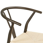 Modern Weave Y-Shaped Dining Chair with Solid Metal Frame