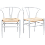 Modern Weave Y-Shaped Dining Chair with Solid Metal Frame