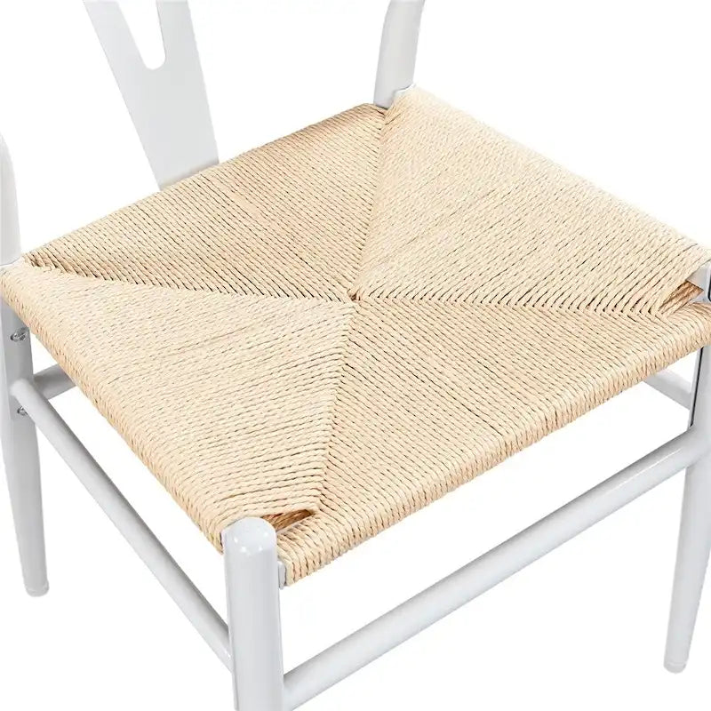 Modern Weave Y-Shaped Dining Chair with Solid Metal Frame