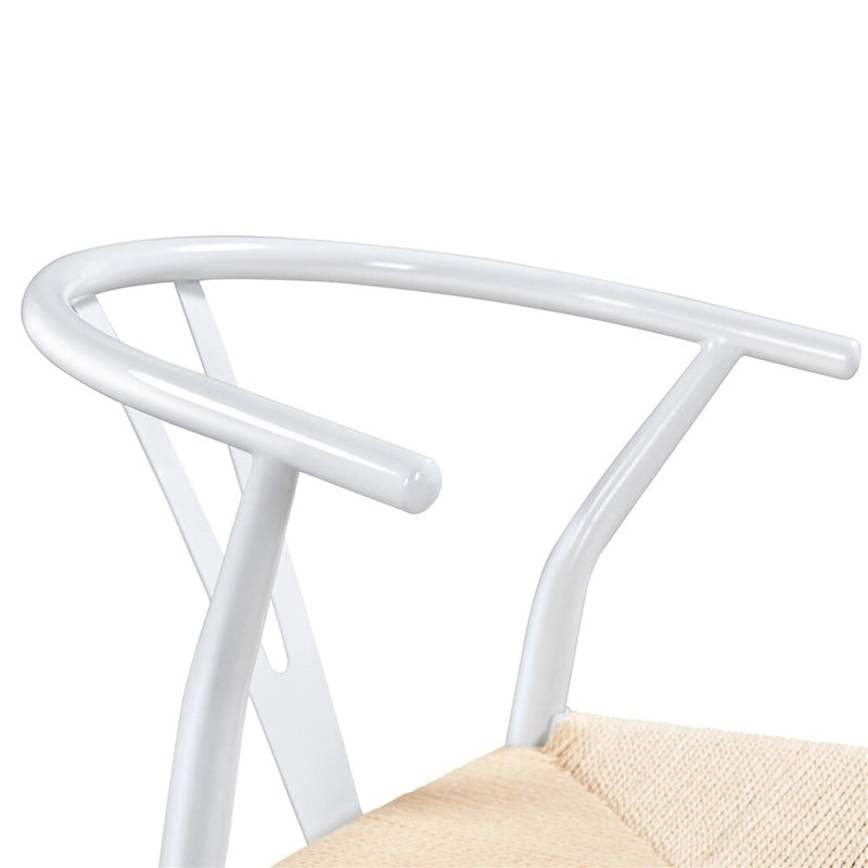 Modern Weave Y-Shaped Dining Chair with Solid Metal Frame