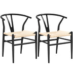 Modern Weave Y-Shaped Dining Chair with Solid Metal Frame