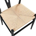 Modern Weave Y-Shaped Dining Chair with Solid Metal Frame