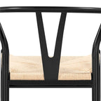 Modern Weave Y-Shaped Dining Chair with Solid Metal Frame