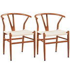 Modern Weave Y-Shaped Dining Chair with Solid Metal Frame