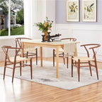 Modern Weave Y-Shaped Dining Chair with Solid Metal Frame