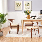 Modern Weave Y-Shaped Dining Chair with Solid Metal Frame