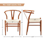 Modern Weave Y-Shaped Dining Chair with Solid Metal Frame