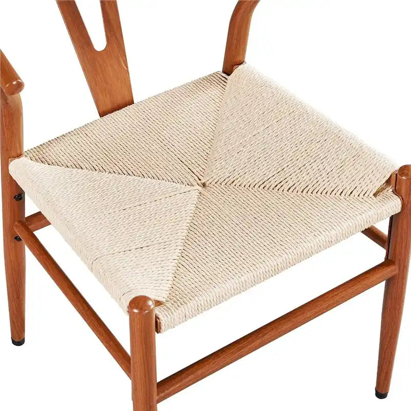 Modern Weave Y-Shaped Dining Chair with Solid Metal Frame